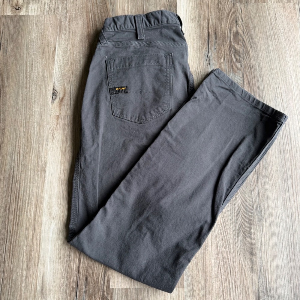Ariat Rebar M4 Relaxed Straight Leg Work Pants Mens 30x32 Gray Canvas Utility - Picture 8 of 9